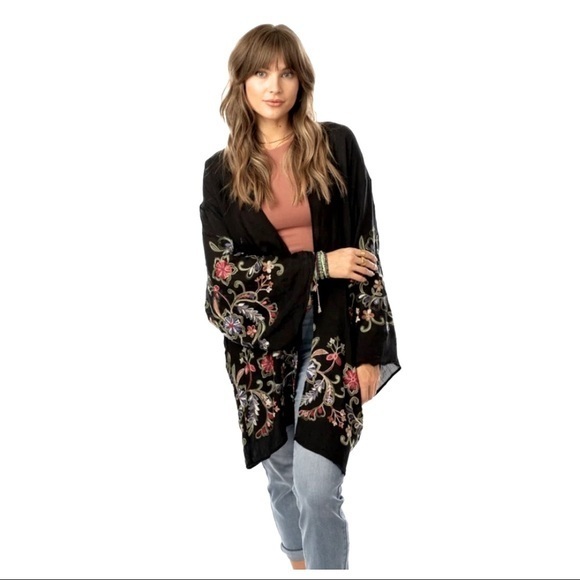 FLOWER CHILD-Embroidered Kimono Cardigan - Picture 3 of 5
